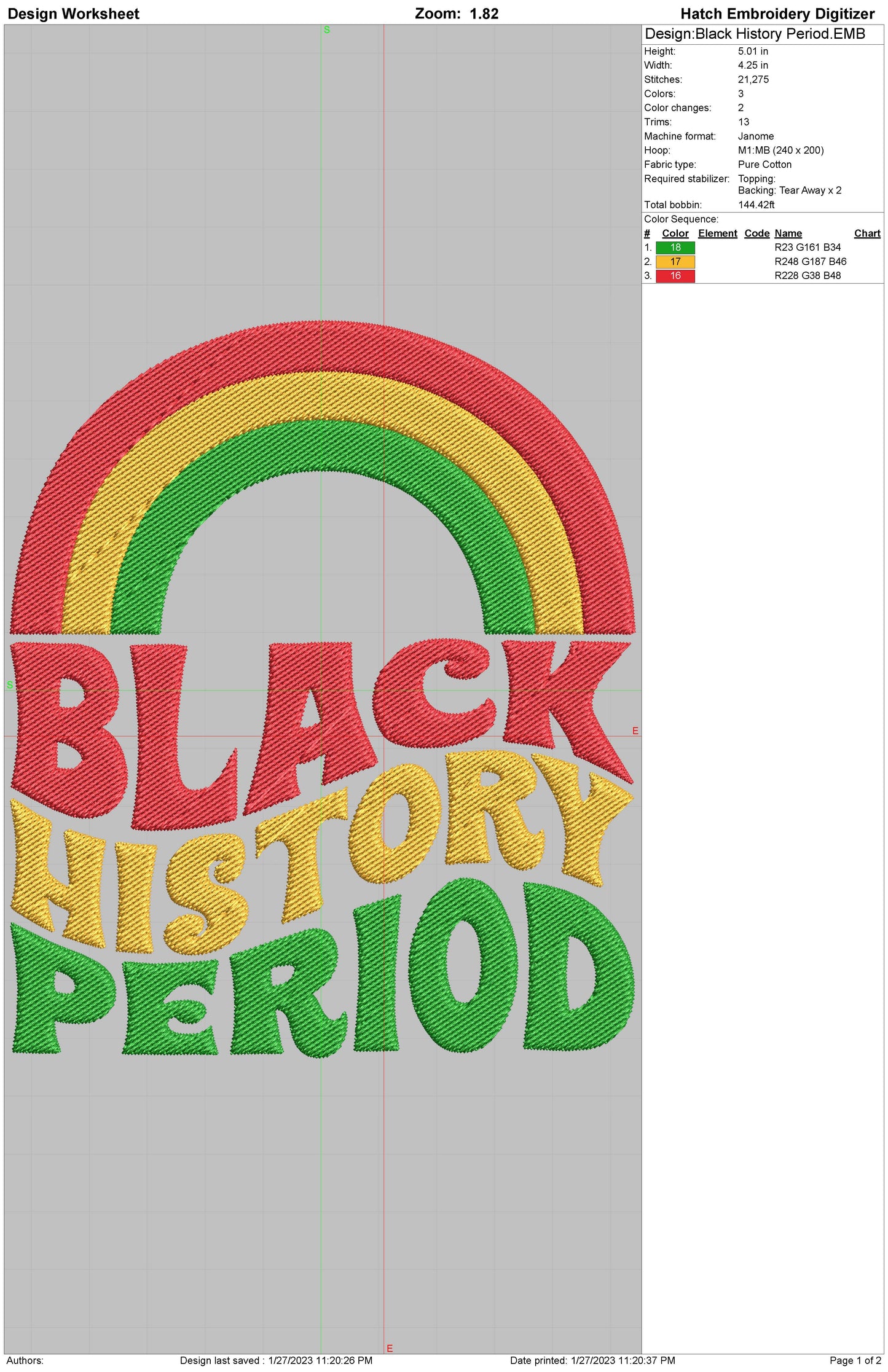 Black History Period Embroidery Design